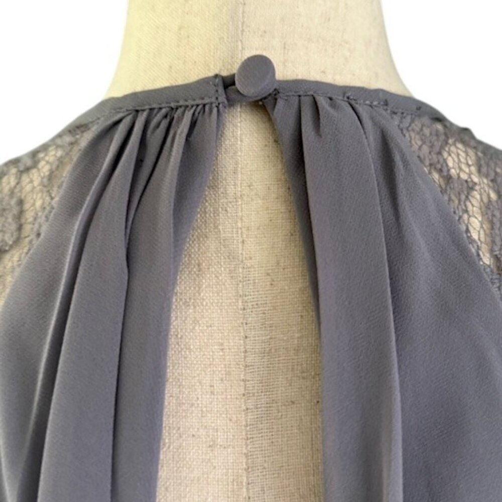 Bari Jay Bridesmaid Grey Chiffon Dress Style 1631 Shadow V Neck Pleated Sz 6 NWT - Picture 15 of 16